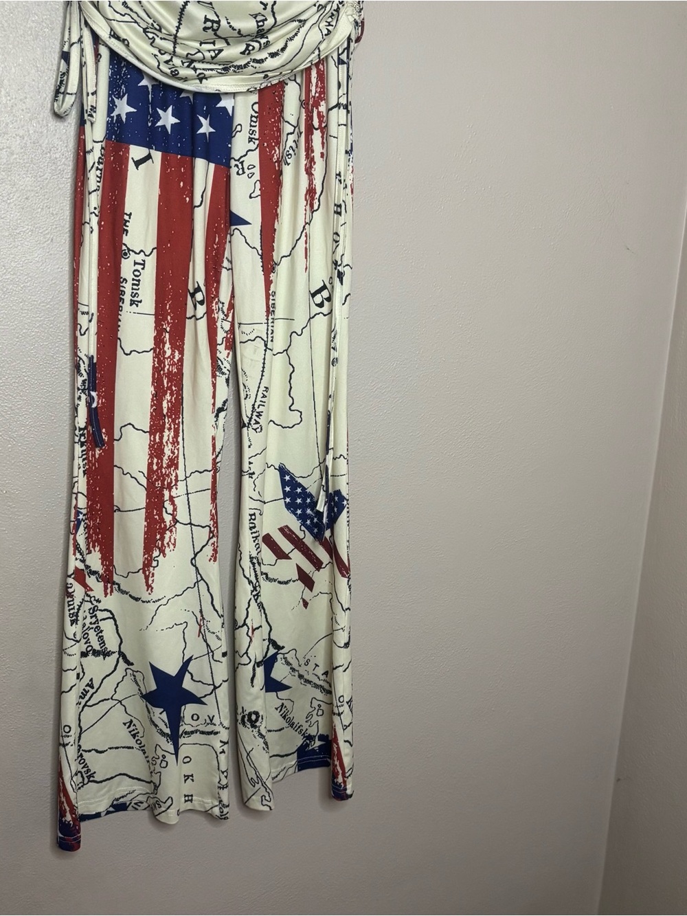 Y2K Patriotic American Flag Fold Over Flare Yoga Pants Western Rodeo Cowgirl Med - Picture 3 of 12